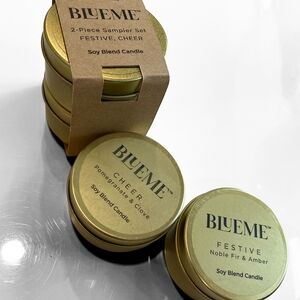 Blueme 2PK Gold Travel Tester Tins - Festive & Cheer - Soy Blend Candle